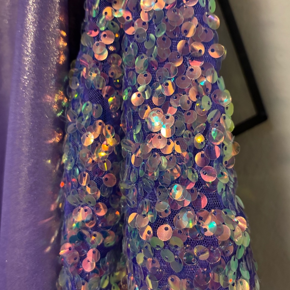 Nwot Fantastic Fawn Birthday Sequin Sparkle Purple Oversized Short Top M View 6